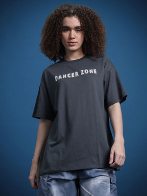 Roadster Printed Women Round Neck Blue T-Shirt