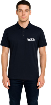 Blooming Printed Men Polo Neck Black T-Shirt