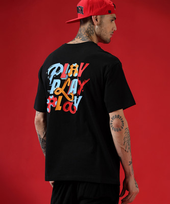 WROGN Typography Men Round Neck Black T-Shirt