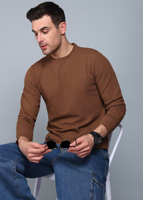 METRONAUT Abstract Men Round Neck Brown T-Shirt