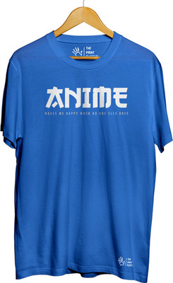 THE PRINT PLATTER Graphic Print Men Round Neck Blue T-Shirt