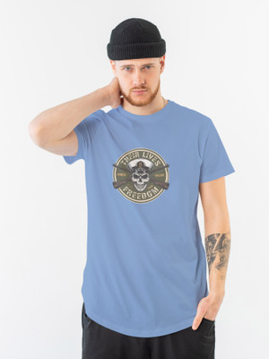 Moda Rapido Printed Men Round Neck Light Blue T-Shirt