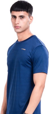 LI-NING Solid Men Round Neck Blue T-Shirt