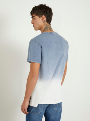 GUESS Printed Men Round Neck Light Blue T-Shirt