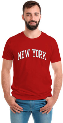 SmarTee Street Typography Men Round Neck Red T-Shirt