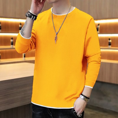 TRIPR Solid Men Round Neck Yellow T-Shirt