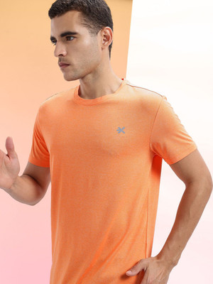 HRX by Hrithik Roshan Solid Men Round Neck Orange T-Shirt