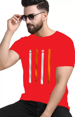 REVIZO Printed Men Round Neck Red T-Shirt