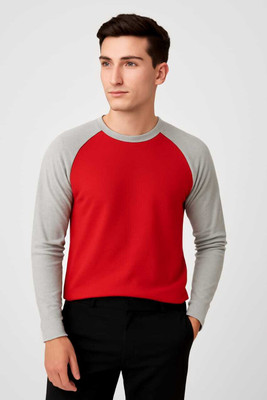 UrGear Colorblock Men Round Neck Red, Grey T-Shirt