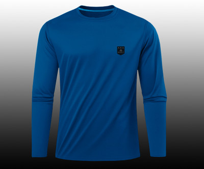 AVOLT Solid Men Round Neck Blue T-Shirt