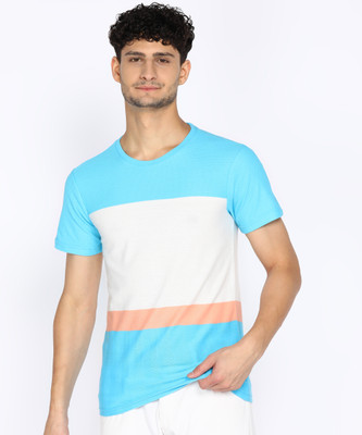 PETER ENGLAND Striped Men Crew Neck Green T-Shirt