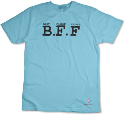 THE PRINT PLATTER Typography Men Round Neck Light Blue T-Shirt