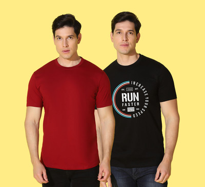 WOOSTRO Self Design Men Round Neck Multicolor T-Shirt