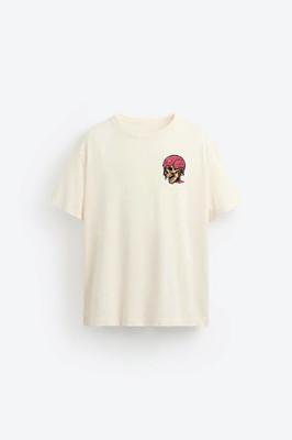 FORTY DEGREE CELCIUS Graphic Print Men Round Neck Reversible Beige T-Shirt