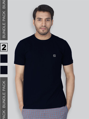 Lux Nitro Solid Men Round Neck Purple T-Shirt