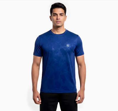 Gur Style Printed Men Round Neck Navy Blue T-Shirt