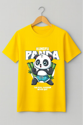 FASHIENT Printed Men Crew Neck Yellow T-Shirt