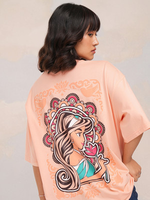 Tokyo Talkies Printed Women Round Neck Pink T-Shirt