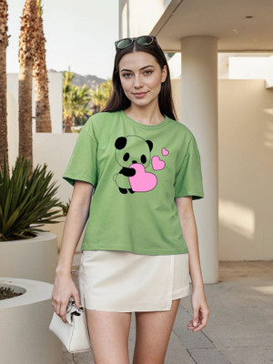 CORSICA Graphic Print Women Round Neck Green T-Shirt