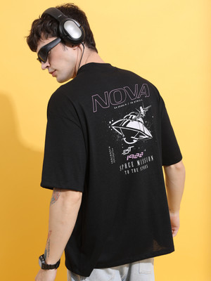 KETCH Printed, Typography Men Round Neck Black T-Shirt