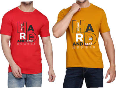 WOOSTRO Printed Men Round Neck Red, Yellow, White T-Shirt