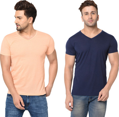 Tresna Fab Solid Men V Neck Multicolor T-Shirt