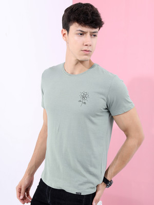 HIGHLANDER Printed Men Round Neck Green T-Shirt