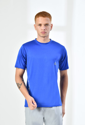 TOLIKE Solid Men Round Neck Blue T-Shirt