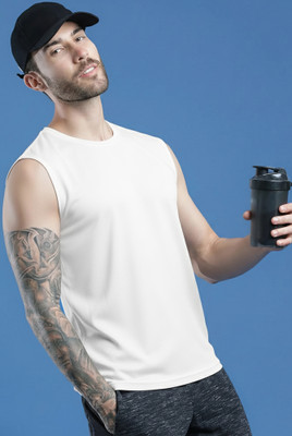 Adorbs Solid Men Round Neck White T-Shirt