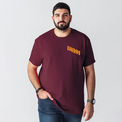Toodlplus Printed Men Round Neck Maroon T-Shirt