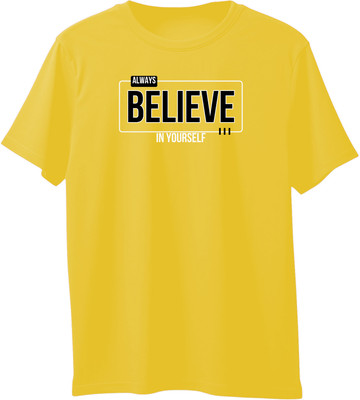 VIRAJ VINTAGE Typography, Graphic Print Men Round Neck Yellow T-Shirt