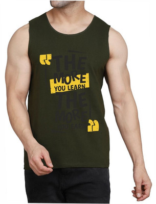 WOOSTRO Printed, Typography Men Round Neck Dark Green T-Shirt
