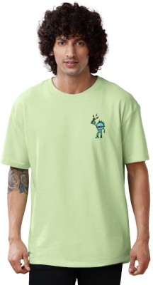 Earthstick Printed Men Round Neck Light Green T-Shirt