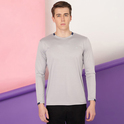 FTX Solid Men Round Neck Grey T-Shirt