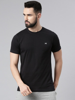 Force NXT Solid Men Round Neck Black T-Shirt