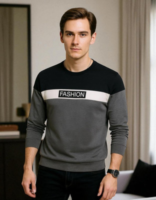Autna Printed Men Round Neck Grey T-Shirt