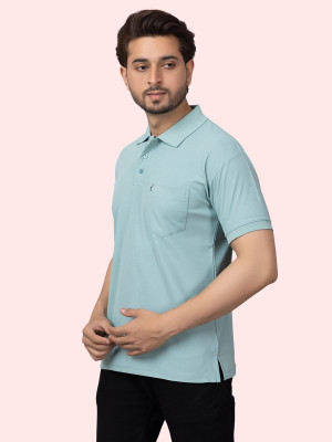 INSPRIE Solid Men Polo Neck Light Green T-Shirt