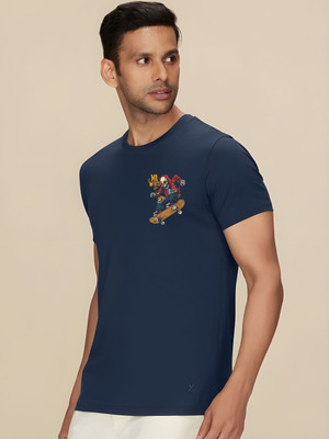 SZN Graphic Print Men Round Neck Dark Blue T-Shirt