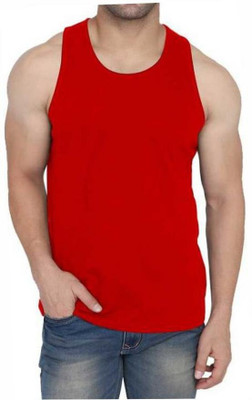 WOOSTRO Solid Men Round Neck Red T-Shirt