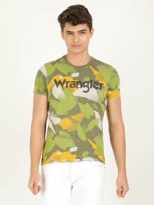 Wrangler Typography, Printed Men Round Neck Green T-Shirt