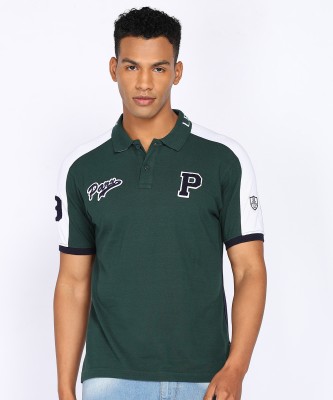 PARX Colorblock Men Polo Neck Green T-Shirt