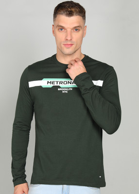METRONAUT Printed Men Round Neck Dark Green T-Shirt