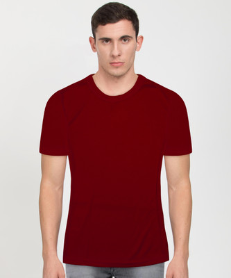Kasaya Solid Men Round Neck Maroon T-Shirt