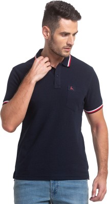 PARX Solid Men Polo Neck Blue T-Shirt