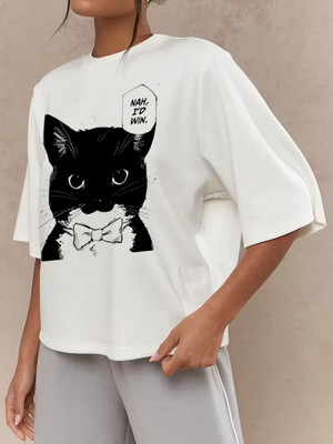 CZC Graphic Print Women Round Neck White T-Shirt