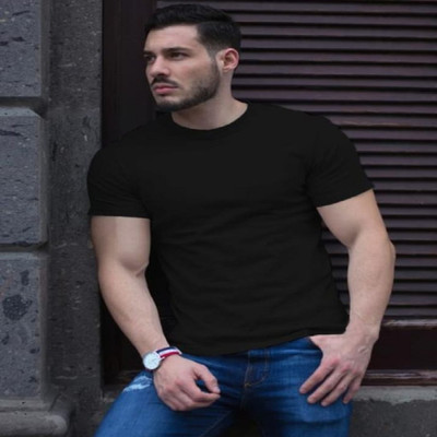SAHAL FASHION Printed Men Round Neck Black T-Shirt