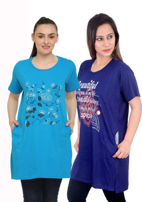 HouseOfCommon Printed Women Round Neck Multicolor T-Shirt
