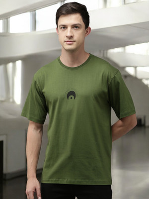 Kryptic Printed Men Round Neck Light Green T-Shirt