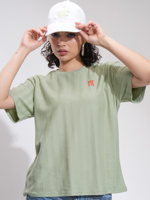 Tokyo Talkies Printed Women Round Neck Light Green T-Shirt