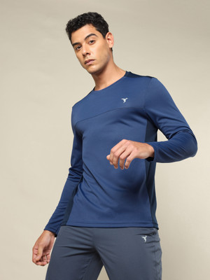 TECHNOSPORT Colorblock Men Round Neck Blue T-Shirt